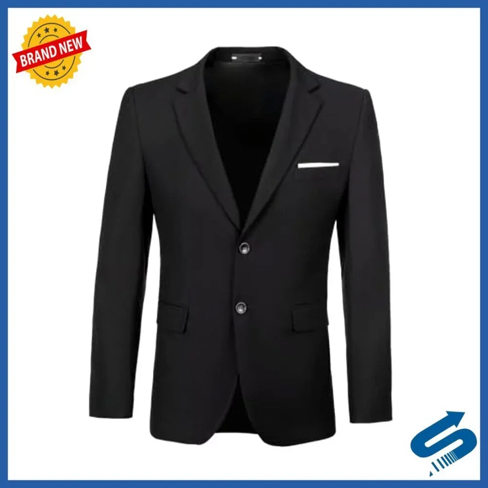 Slim Fit Sport Coat Blazer Two Button Notch Lapel Pockets Wedding Business